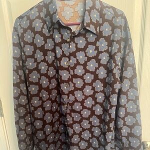 Brown and Blue Daisy Women’s Blouse Flowers Shirt Top